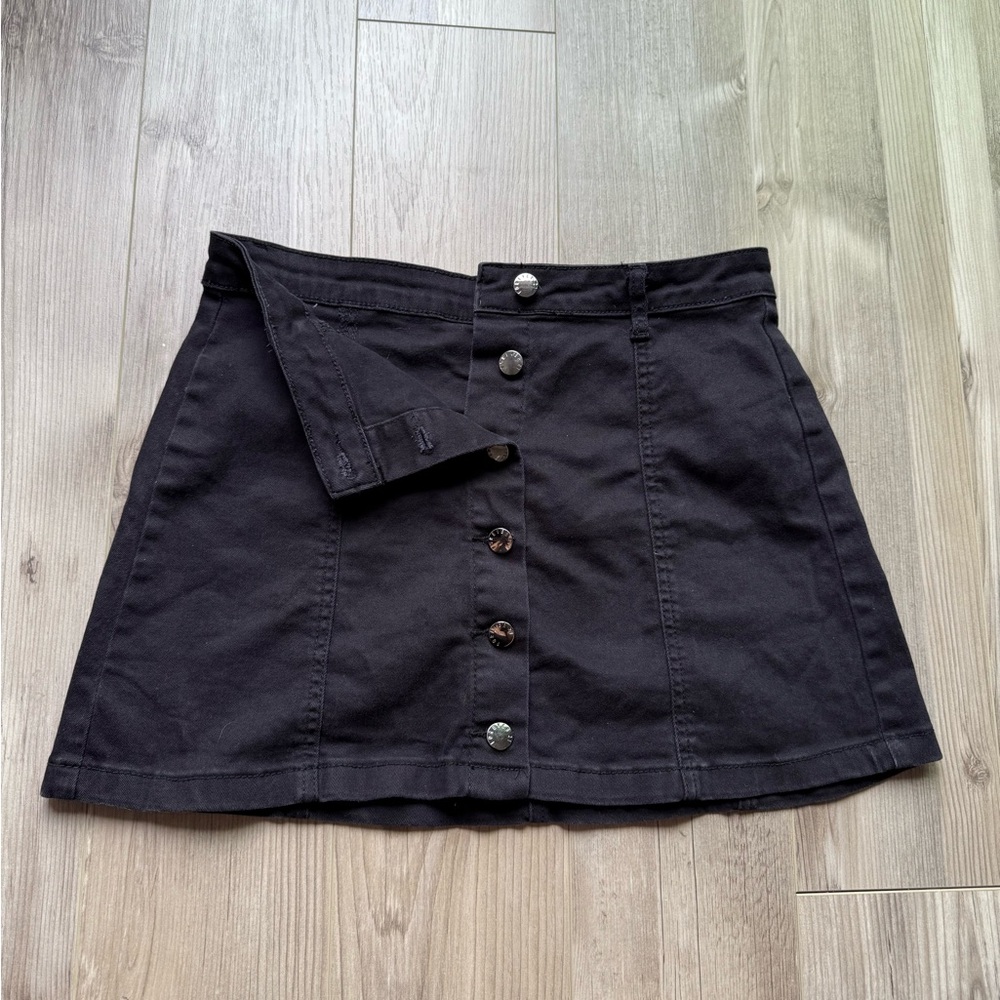 Black Button-Up Forever 21 Denim Skirt